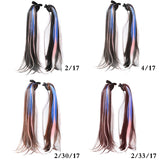 Lianfudai Synthetic Double Ponytail Highlighting Wig Female Bandage Wavy Hair COS Color Straight Ponytail Extension Natural Wig