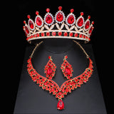 Lianfudai Luxury Crystal Wedding Bridal Jewelry Sets For Women Girl Tiara/Crown Earrings Necklace Pageant Prom Jewelry Accessories