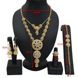 Lianfudai - Gold Plated Earring Necklace Set Wedding Nigeria Jewelry Sets For Women Bride Ethiopian Gold Color Luxury Dubai African