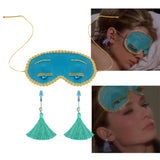 Lianfudai Audrey Style Breakfast at TF Cosplay Holly Golightly Sleep Mask With Tassels Earplugs Eyelashes Party Props For Valentine's Day