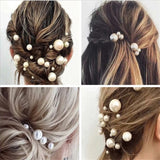 Lianfudai Women U-shaped Pin Metal Barrette Clip Hairpins Simulated Pearl Bridal Tiara Hair Accessories Wedding Hairstyle Design Tools