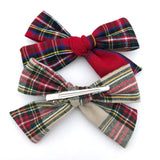 Lianfudai 2 PCS 4 inches Plaid Festive Accessories Tartan Bow Hair Clips Scottish Bow Barrettes for Kids Baby Girls