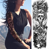 Lianfudai Sexy Full Arm Temporary Tattoos Sticker For Women Men Adult Gun Nun Vines Realistic Fake Tattoo Sleeves Large Tatoos Paste