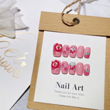 Lianfudai Bear Wear Pink Heart Cute Funny Real Nail Art