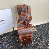 2000s fashion Autumn and Winter New Maillard Cashmere-like Plaid Scarf Women's Winter High-Grade Versatile Shawl Thickened Warm Scarf