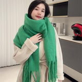 2000s fashion Autumn and Winter New Maillard Cashmere-like Plaid Scarf Women's Winter High-Grade Versatile Shawl Thickened Warm Scarf