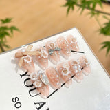 Lianfudai Camellia Rose Bow Removable Premium Finished Nail Art