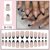 Lianfudai Almond Black French Edge Diamond Butterfly In Nail Art