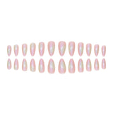 Lianfudai Almond Colorful Aurora Beauty Pure Desire White Flash Fake Nail Art