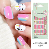 Lianfudai Children's Fake Nails Pieces Boxed Wear Armor Nail Art