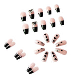 Lianfudai Black French Flash Detachable Ballet Handmade Nail Art