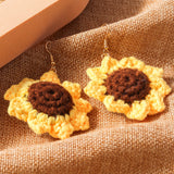 knitted Jewelry New Knitted Wool Flower Sunflower Earrings Creative Design Simple Earrings Pendant