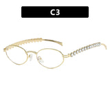 cool sunglasses Pure Desire Oval Glasses Frame Pearl Diamond-Embedded Small Face Small Frame Plain Glasses High-Grade Sense Plain Glasses Frame Can Be Equipped with Myopia