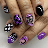 Lianfudai Checkerboard Grid Star Moon Simulated Snakes Nail Art