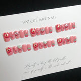 Lianfudai Bear Wear Pink Heart Cute Funny Real Nail Art