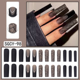 Lianfudai Black Frosted Dark French Style Tip Nail Art