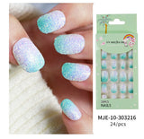 Lianfudai Children's Fake Nails Pieces Boxed Wear Armor Nail Art