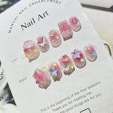 Lianfudai Armor Ice Transparent Blush Gradient Short Cartoon Nail Art