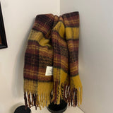 2000s fashion Autumn and Winter New Maillard Cashmere-like Plaid Scarf Women's Winter High-Grade Versatile Shawl Thickened Warm Scarf