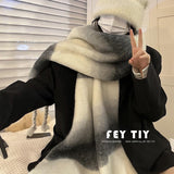 2000s fashion Autumn and Winter New Maillard Cashmere-like Plaid Scarf Women's Winter High-Grade Versatile Shawl Thickened Warm Scarf