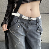 grunge outfits Belt Y2g Belt Women's Decorative High-Grade Skirt Ins Style Personality Star Belt Hot Girl White