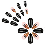 Lianfudai Black Glossy Wear Glitter Pumpkin Manicure Festival Nail Art