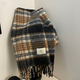 2000s fashion Autumn and Winter New Maillard Cashmere-like Plaid Scarf Women's Winter High-Grade Versatile Shawl Thickened Warm Scarf