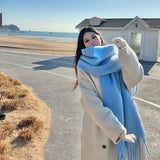 2000s fashion 2024 Winter New Simple All-Match Scarf Soft Glutinous Thick Warm Shawl High-Grade Retro Scarf