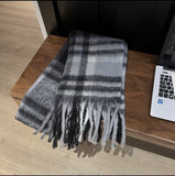 2000s fashion Autumn and Winter New Maillard Cashmere-like Plaid Scarf Women's Winter High-Grade Versatile Shawl Thickened Warm Scarf