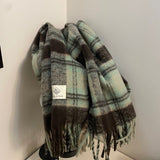 2000s fashion Autumn and Winter New Maillard Cashmere-like Plaid Scarf Women's Winter High-Grade Versatile Shawl Thickened Warm Scarf