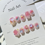 Lianfudai Armor Ice Transparent Blush Gradient Short Cartoon Nail Art