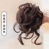 long Lazy Style Hair Clip Flower Bud Ball Head Female Natural Fluffy Long Beard Hair Bag Wig Set Ponytail Wig Ring Hairpin