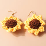 knitted Jewelry New Knitted Wool Flower Sunflower Earrings Creative Design Simple Earrings Pendant