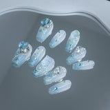 Lianfudai Armor Blue Sea Crystals Uv Removable Nail Stickers