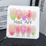 Lianfudai Blush Style Ice Transparent French Relief Nail Art