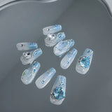 Lianfudai Armor Blue Sea Crystals Uv Removable Nail Stickers