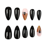 Lianfudai Black Glossy Wear Glitter Pumpkin Manicure Festival Nail Art