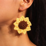 knitted Jewelry New Knitted Wool Flower Sunflower Earrings Creative Design Simple Earrings Pendant