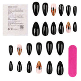 Lianfudai Black Glossy Wear Glitter Pumpkin Manicure Festival Nail Art