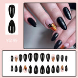 Lianfudai Black Glossy Wear Glitter Pumpkin Manicure Festival Nail Art