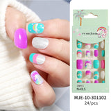 Lianfudai Children's Fake Nails Pieces Boxed Wear Armor Nail Art