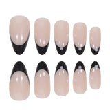 Lianfudai Almond Black French Edge Diamond Butterfly In Nail Art