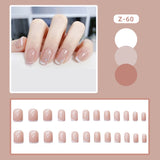 Lianfudai 24Pcs nail art fake nails French microd rilling simple Full Seamless Removable False Nail Ballerina Press On Nails Art Tips Set