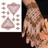 Brown Henna Tattoo Stickers for Hand Mehndi Henna Temporary Tattoos Body Art Tatoo Waterproof for Women Fake Tatoo Hena Design