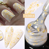 Lianfudai  SUGAR Blue Color Rubber Base Gel Nail Polish Gold Glitter Base Gel Top Coat Soak Off UV LED Gel Nail Art Varnish Manicure