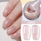 Lianfudai  Jelly Nude Gel Nail Polish 10ml Light Pink Peach Translucent Color UV Light Cure Gel Varnish Nail Art DIY at Home