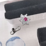 Lianfudai  Micro Dermal Anchor Top Skin Drivers Surface Dermal Piercing Flower Heads Charming CZ Implant Body Jewelry 14g