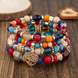 Lianfudai Ethnic Bohemian Multicolor Crystal Beads Strand Bracelets Women Men Heart Tree Of Life Charm Bracelet Pulseira Feminina