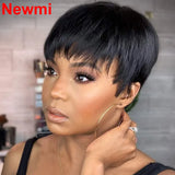 Lianfudai Short Pixie Cut Wig Human Hair Ready to Wear Brazilian Human Hair Wigs for Women  Black Brown Red Full Machine Wigs