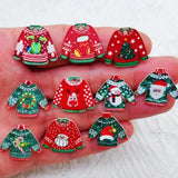 Lianfudai 10 pieces of alloy Christmas sweaters jackets earrings charming funny cute shiny reindeer snowman keychains DIY  jewelry making